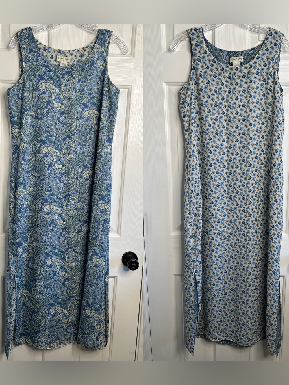 Reversible floral paisley sheath maxi summer dress 10 P Studio Ease